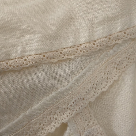 Linen Maxi Skirt Ivory White Whitewash Gubbio M - Picture 11 of 12